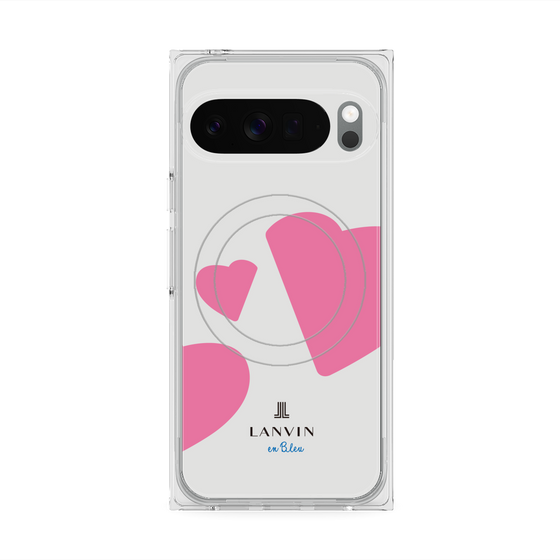 プレミアムスクエアケース with Pixelsnap［ LANVIN en Bleu Hearts Pink - ランバン ハート ピンク ］