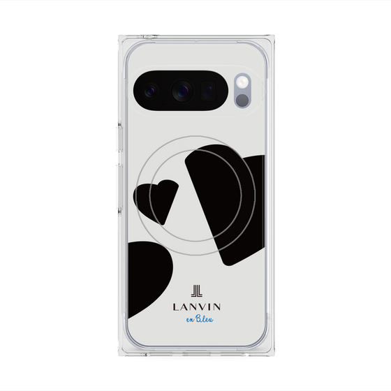 プレミアムスクエアケース with Pixelsnap［ LANVIN en Bleu Hearts Black - ランバン ハート ブラック ］