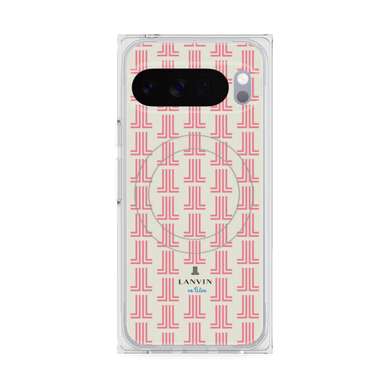 プレミアムスクエアケース with Pixelsnap［ LANVIN en Bleu Monogram Red - ランバン レッドモノグラム ］