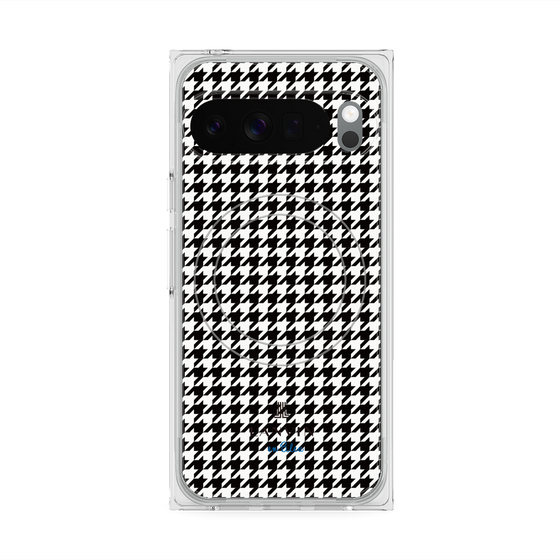 プレミアムスクエアケース with Pixelsnap［ Houndstooth Pattern Black with LANVIN en Bleu logo- ランバン 千鳥格子柄 ブラック ］
