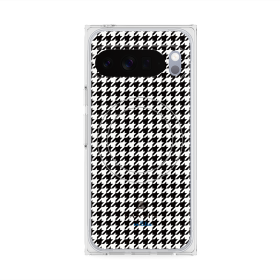 プレミアムスクエアケース with Pixelsnap［ Houndstooth Pattern Black with LANVIN en Bleu logo- ランバン 千鳥格子柄 ブラック ］