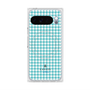 プレミアムスクエアケース with Pixelsnap［ Houndstooth Pattern Blue with LANVIN en Bleu logo- ランバン 千鳥格子柄 ブルー ］