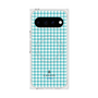 プレミアムスクエアケース with Pixelsnap［ Houndstooth Pattern Blue with LANVIN en Bleu logo- ランバン 千鳥格子柄 ブルー ］
