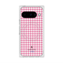 プレミアムスクエアケース with Pixelsnap［ Houndstooth Pattern Pink with LANVIN en Bleu logo- ランバン 千鳥格子柄 ピンク ］