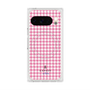 プレミアムスクエアケース with Pixelsnap［ Houndstooth Pattern Pink with LANVIN en Bleu logo- ランバン 千鳥格子柄 ピンク ］