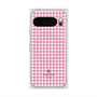 プレミアムスクエアケース with Pixelsnap［ Houndstooth Pattern Pink with LANVIN en Bleu logo- ランバン 千鳥格子柄 ピンク ］