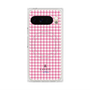 プレミアムスクエアケース with Pixelsnap［ Houndstooth Pattern Pink with LANVIN en Bleu logo- ランバン 千鳥格子柄 ピンク ］
