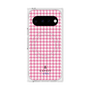 プレミアムスクエアケース with Pixelsnap［ Houndstooth Pattern Pink with LANVIN en Bleu logo- ランバン 千鳥格子柄 ピンク ］