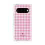 プレミアムスクエアケース with Pixelsnap［ Houndstooth Pattern Pink with LANVIN en Bleu logo- ランバン 千鳥格子柄 ピンク ］