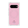 プレミアムスクエアケース with Pixelsnap［ Houndstooth Pattern Pink with LANVIN en Bleu logo- ランバン 千鳥格子柄 ピンク ］