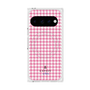 プレミアムスクエアケース with Pixelsnap［ Houndstooth Pattern Pink with LANVIN en Bleu logo- ランバン 千鳥格子柄 ピンク ］