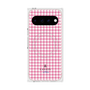 プレミアムスクエアケース with Pixelsnap［ Houndstooth Pattern Pink with LANVIN en Bleu logo- ランバン 千鳥格子柄 ピンク ］