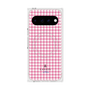 プレミアムスクエアケース with Pixelsnap［ Houndstooth Pattern Pink with LANVIN en Bleu logo- ランバン 千鳥格子柄 ピンク ］
