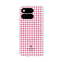 プレミアムスクエアケース with Pixelsnap［ Houndstooth Pattern Pink with LANVIN en Bleu logo- ランバン 千鳥格子柄 ピンク ］
