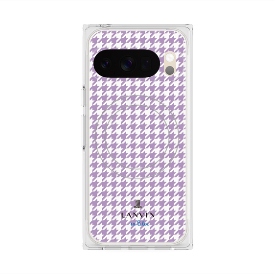 プレミアムスクエアケース with Pixelsnap［ Houndstooth Pattern Purple -with LANVIN en Bleu logo ランバン 千鳥格子柄 パープル ］