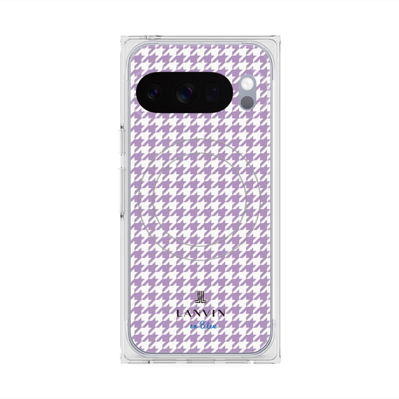 プレミアムスクエアケース with Pixelsnap［ Houndstooth Pattern Purple -with LANVIN en Bleu logo ランバン 千鳥格子柄 パープル ］