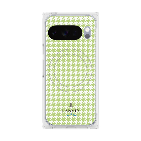 プレミアムスクエアケース with Pixelsnap［ Houndstooth Pattern Green with LANVIN en Bleu logo- ランバン 千鳥格子柄 グリーン ］