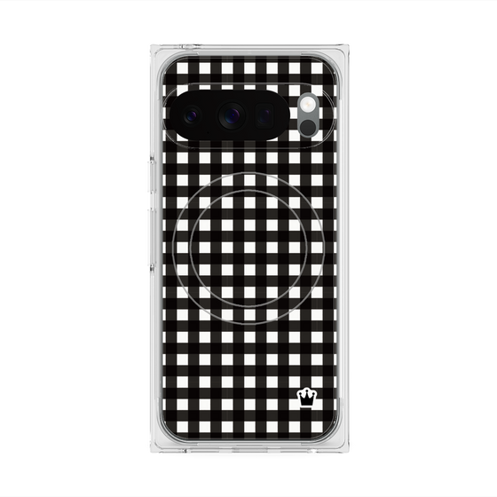 プレミアムスクエアケース with Pixelsnap［ Checkered Purple - ギンガムチェック ブラック ］