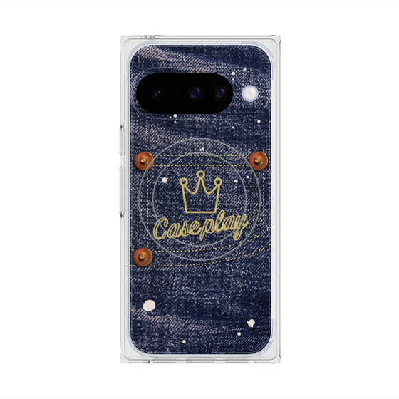 プレミアムスクエアケース with Pixelsnap［ Denim Used Jeans - デニム・ユーズド・ジーンズ ］