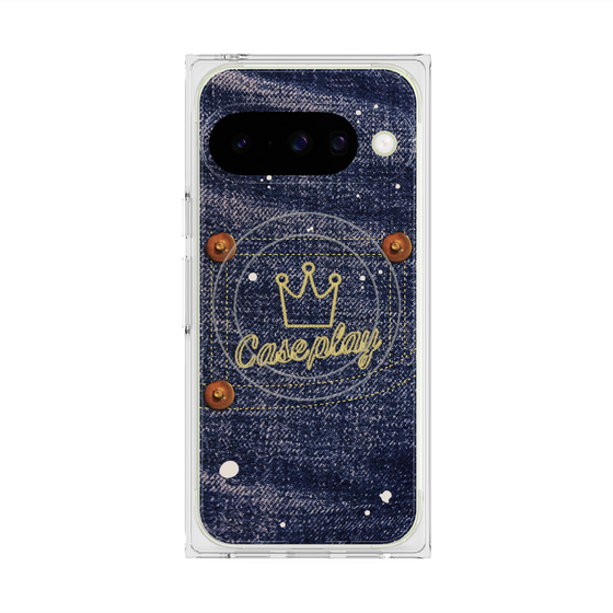 プレミアムスクエアケース with Pixelsnap［ Denim Used Jeans - デニム・ユーズド・ジーンズ ］