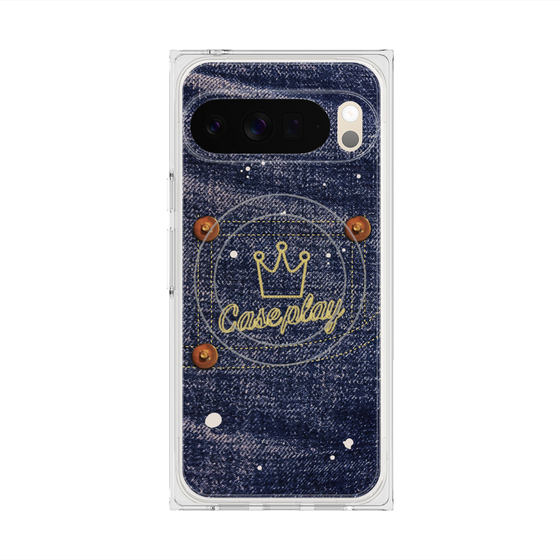プレミアムスクエアケース with Pixelsnap［ Denim Used Jeans - デニム・ユーズド・ジーンズ ］