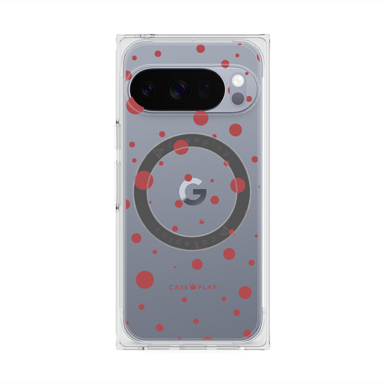 プレミアムスクエアケース with Pixelsnap［ Dippin dots Red - ディッピンドッツ レッド ］