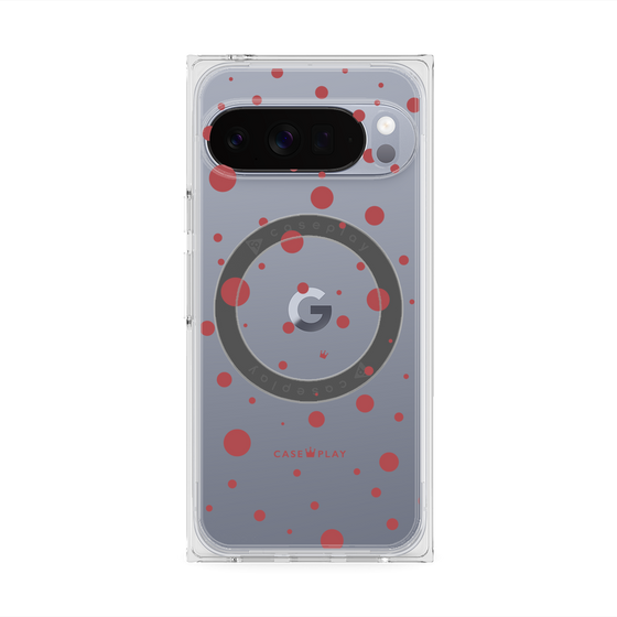 プレミアムスクエアケース with Pixelsnap［ Dippin dots Red - ディッピンドッツ レッド ］