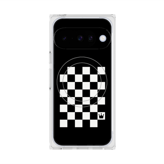 プレミアムスクエアケース with Pixelsnap［ Racing checkered flag - レーシングチェッカーフラッグ ］