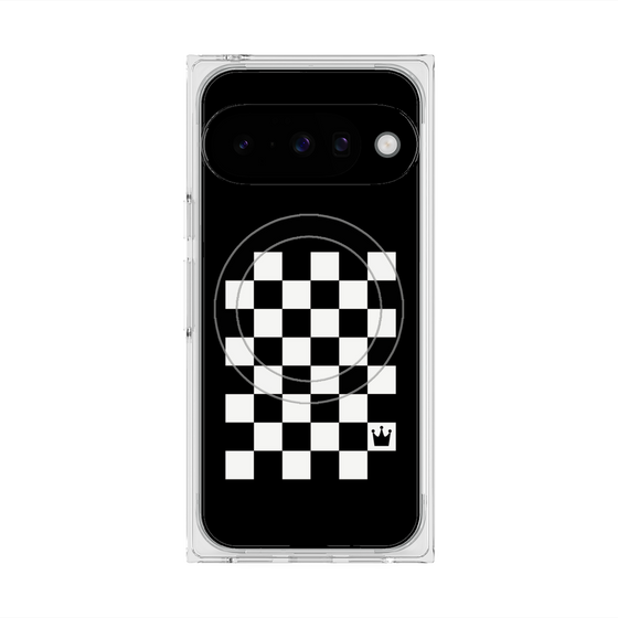 プレミアムスクエアケース with Pixelsnap［ Racing checkered flag - レーシングチェッカーフラッグ ］