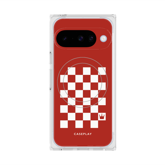 プレミアムスクエアケース with Pixelsnap［ Racing checkered flag Red - レーシングチェッカーフラッグ レッド ］