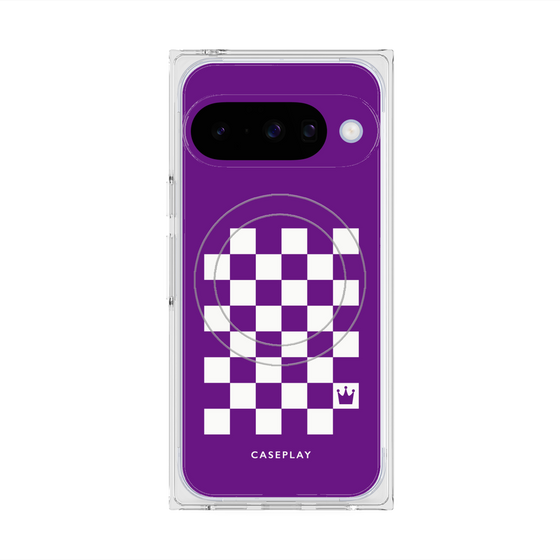 プレミアムスクエアケース with Pixelsnap［ Racing checkered flag Purple - レーシングチェッカーフラッグ パープル ］