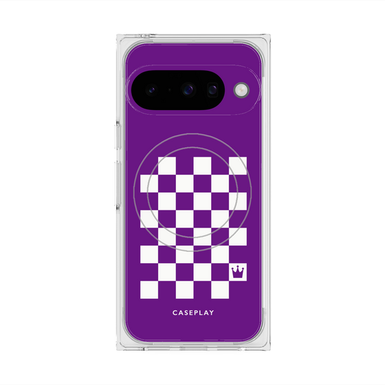プレミアムスクエアケース with Pixelsnap［ Racing checkered flag Purple - レーシングチェッカーフラッグ パープル ］