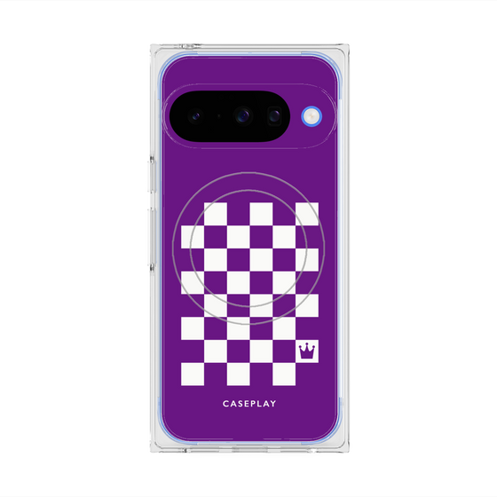 プレミアムスクエアケース with Pixelsnap［ Racing checkered flag Purple - レーシングチェッカーフラッグ パープル ］