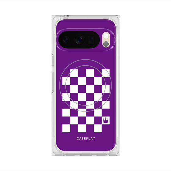 プレミアムスクエアケース with Pixelsnap［ Racing checkered flag Purple - レーシングチェッカーフラッグ パープル ］