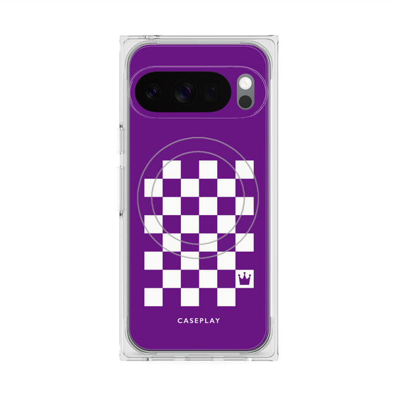 プレミアムスクエアケース with Pixelsnap［ Racing checkered flag Purple - レーシングチェッカーフラッグ パープル ］