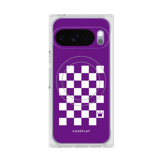 プレミアムスクエアケース with Pixelsnap［ Racing checkered flag Purple - レーシングチェッカーフラッグ パープル ］