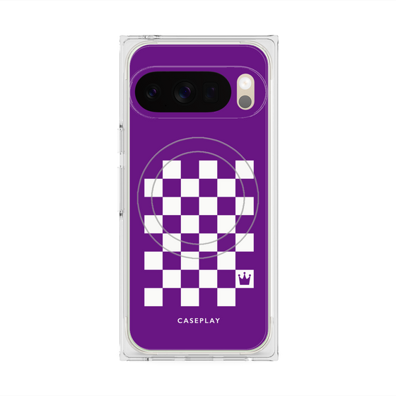プレミアムスクエアケース with Pixelsnap［ Racing checkered flag Purple - レーシングチェッカーフラッグ パープル ］