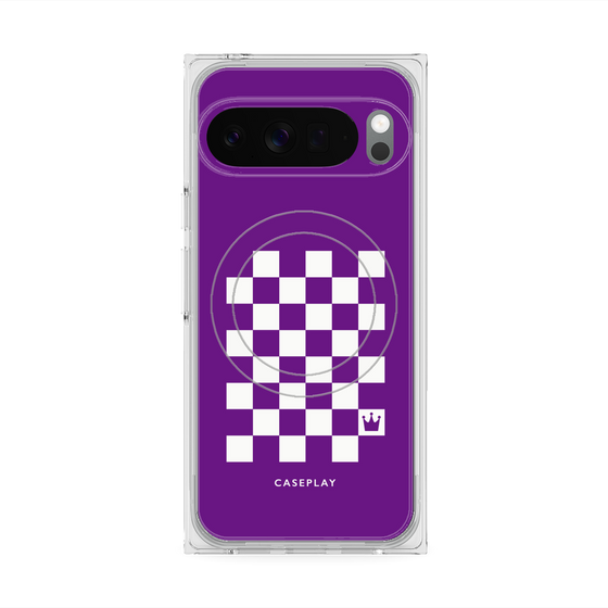 プレミアムスクエアケース with Pixelsnap［ Racing checkered flag Purple - レーシングチェッカーフラッグ パープル ］