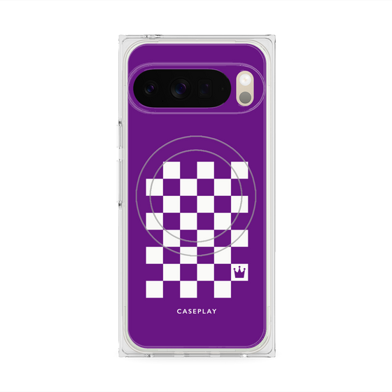 プレミアムスクエアケース with Pixelsnap［ Racing checkered flag Purple - レーシングチェッカーフラッグ パープル ］