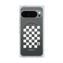 プレミアムスクエアケース with Pixelsnap［ Racing checkered flag White - レーシングチェッカーフラッグ ホワイト ］