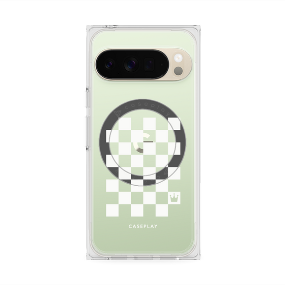 プレミアムスクエアケース with Pixelsnap［ Racing checkered flag White - レーシングチェッカーフラッグ ホワイト ］
