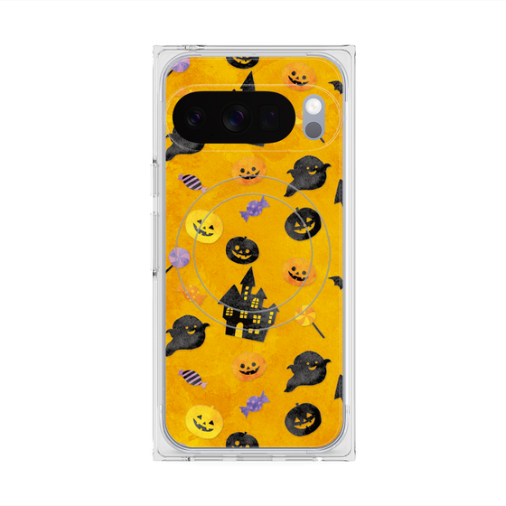 プレミアムスクエアケース with Pixelsnap［ Halloween Party - Orange ］