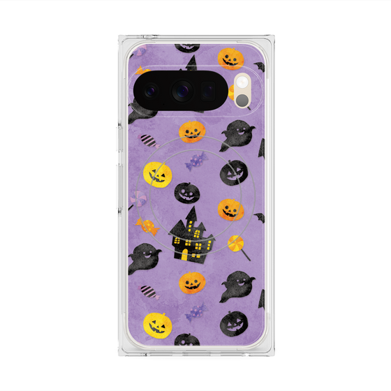プレミアムスクエアケース with Pixelsnap［ Halloween Party - Purple ］