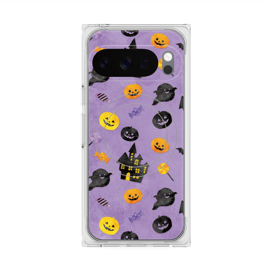 プレミアムスクエアケース with Pixelsnap［ Halloween Party - Purple ］