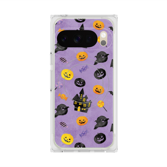 プレミアムスクエアケース with Pixelsnap［ Halloween Party - Purple ］