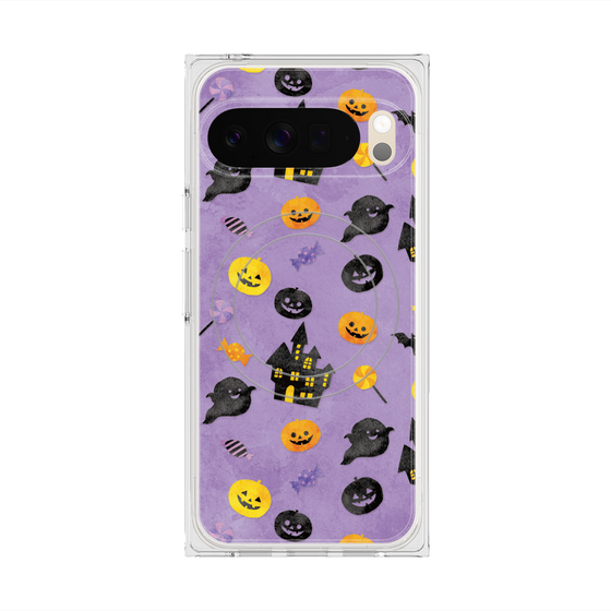 プレミアムスクエアケース with Pixelsnap［ Halloween Party - Purple ］