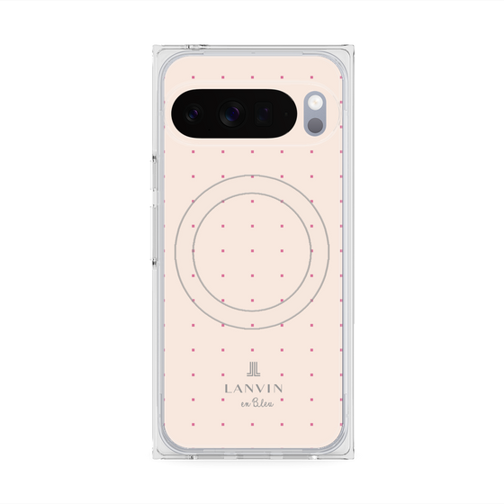 プレミアムスクエアケース with Pixelsnap［ LANVIN en Bleu Tiny dots Pink - ランバン ドット ピンク ］