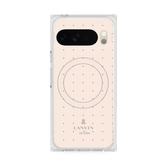 プレミアムスクエアケース with Pixelsnap［ LANVIN en Bleu Tiny dots Pink - ランバン ドット ピンク ］