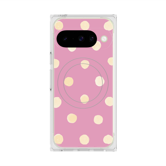 プレミアムスクエアケース with Pixelsnap［ 水彩ドット・レトロカラー - Pink ］
