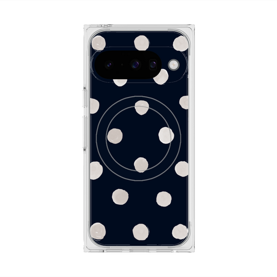 プレミアムスクエアケース with Pixelsnap［ 水彩ドット・レトロカラー - Navy ］